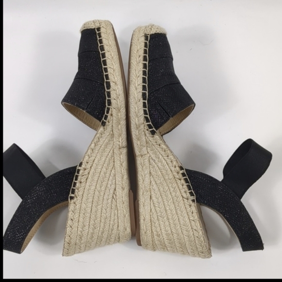 Anne Klein Women’s Charlie Espadrille Wedge Heel Black Strappy Faux Leather 9 - Picture 5 of 7